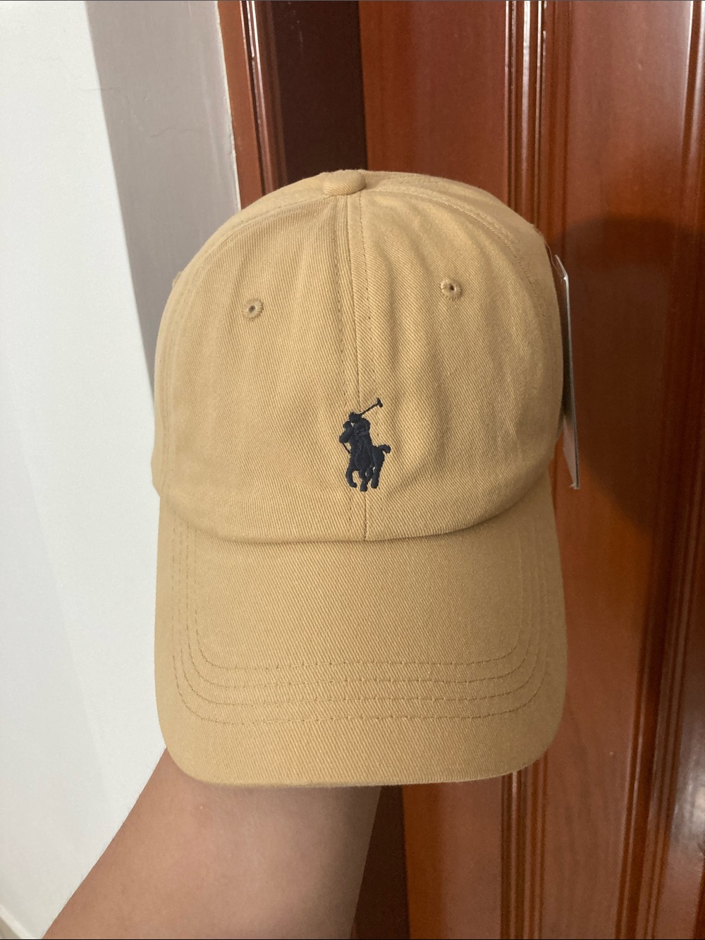 Polo by Ralph Lauren Khaki Baseball Cap with Navy Pony